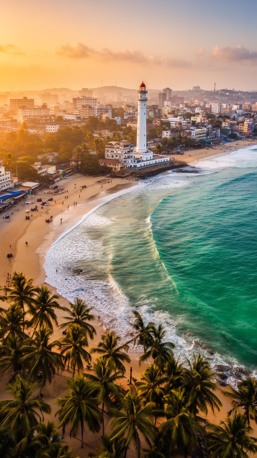 Vizag beach aerial view